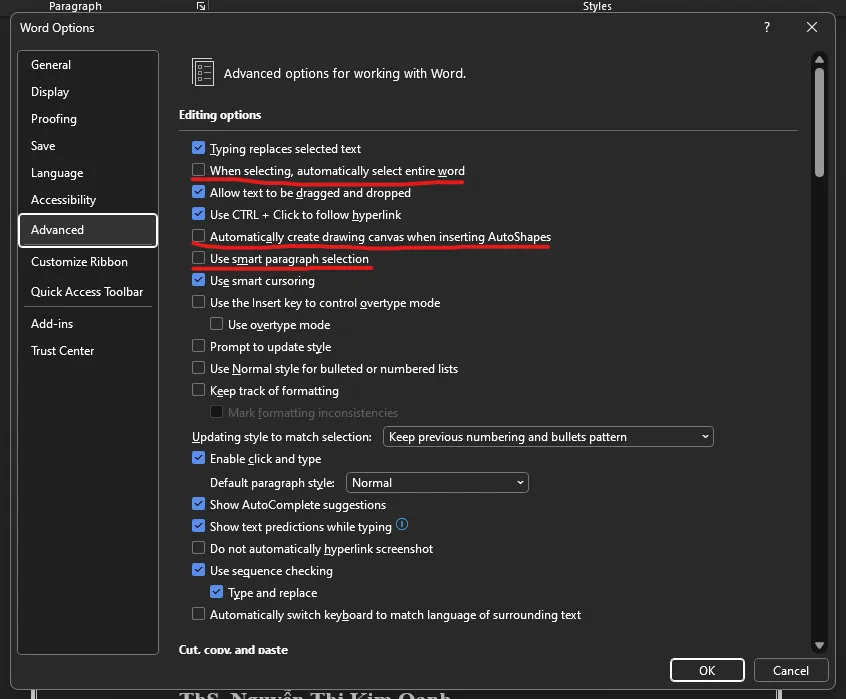 Disable smart selection